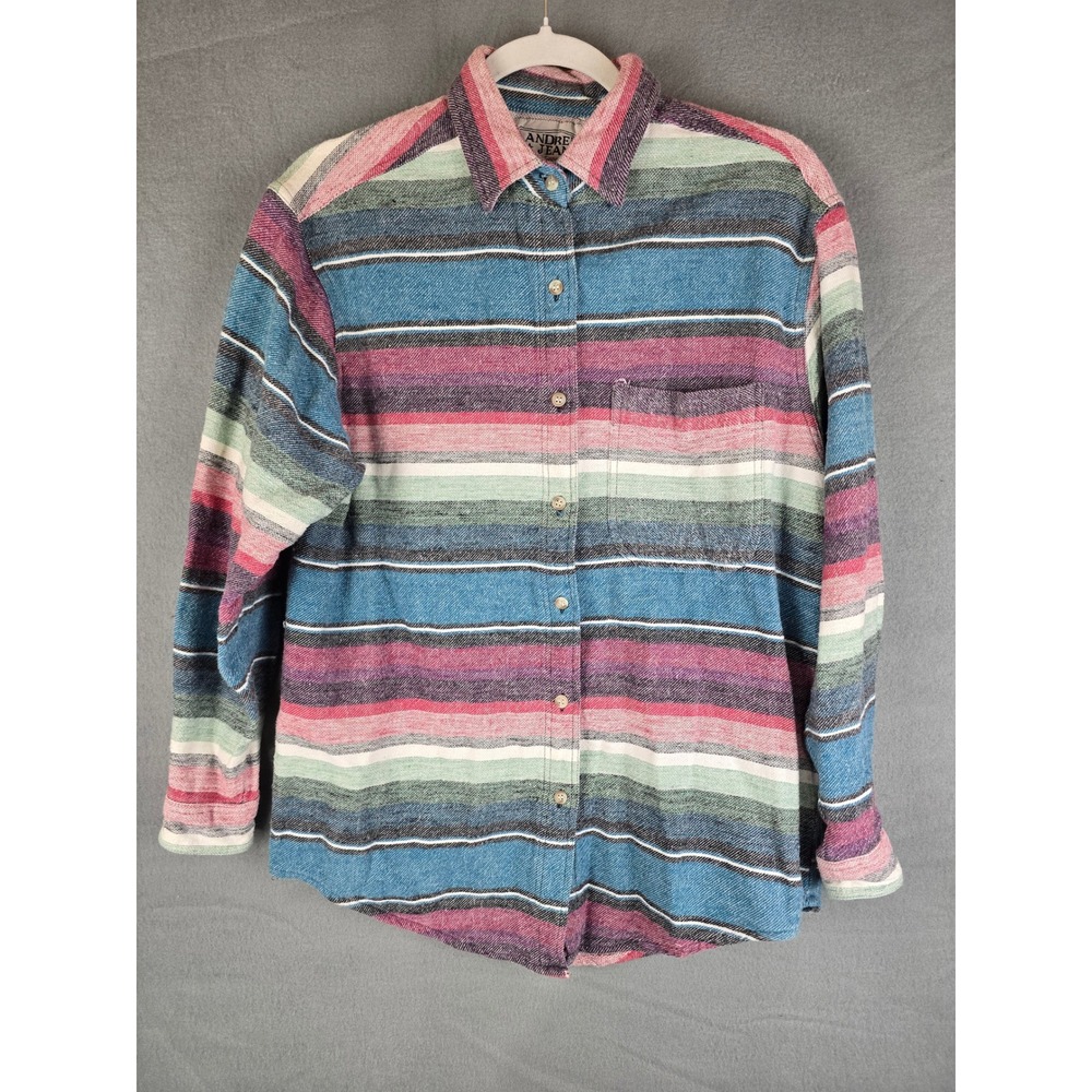 Vintage Andrews Jeans Women's Flannel Shirt Medium Multi Stripe Button Up